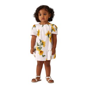 Vestido Toddler Menina Green Sunflower Amarelo
