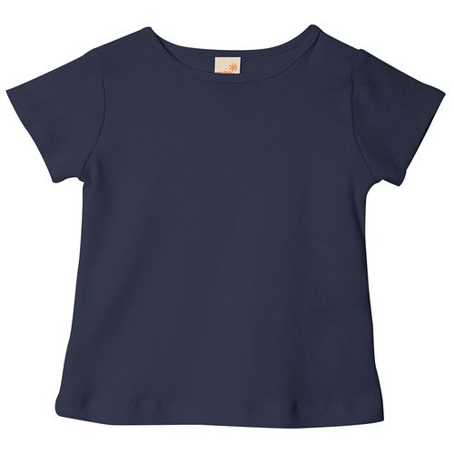 Camiseta Infantil Menina Green Básica Manga Curta Azul Escuro