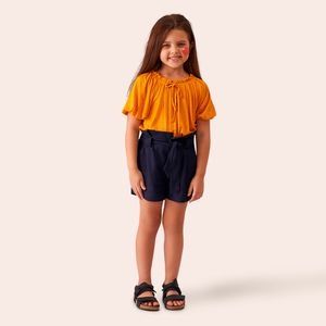 Short Infantil Menina Green Painting Azul Escuro