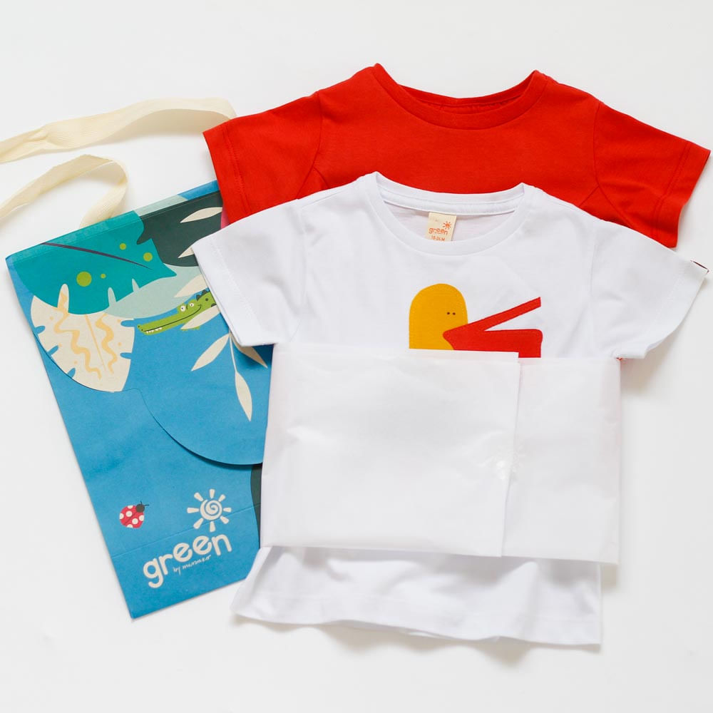 Kit Presente Toddler Menina Green Camiseta Pelicano e Camiseta Have Fun