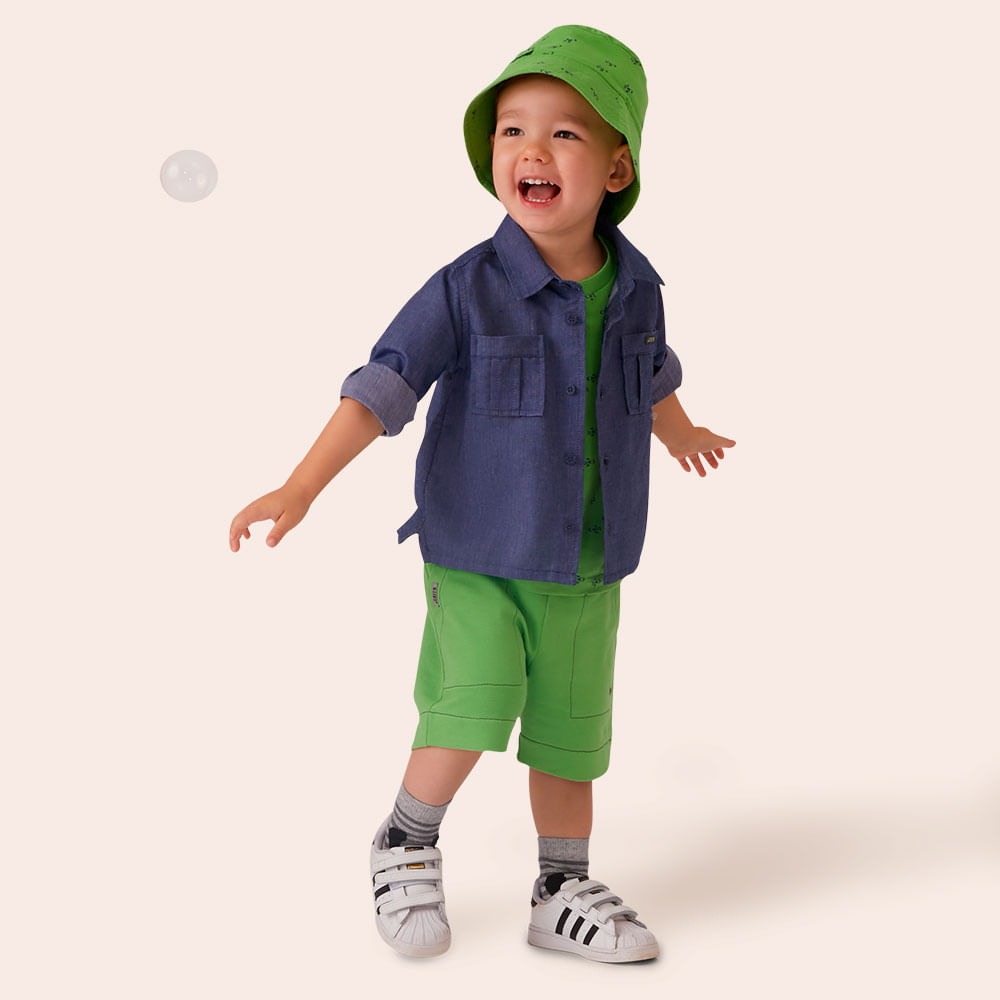Camisa Toddler Menino Green Orvalho ML Azul