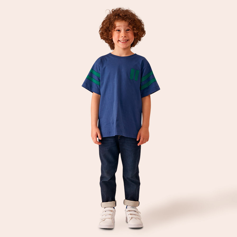 Camiseta Infantil Menino Green Team 11 Azul