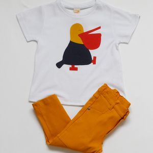 Kit Presente Toddler Menina Green Camiseta Pelicano e Calça Floreira
