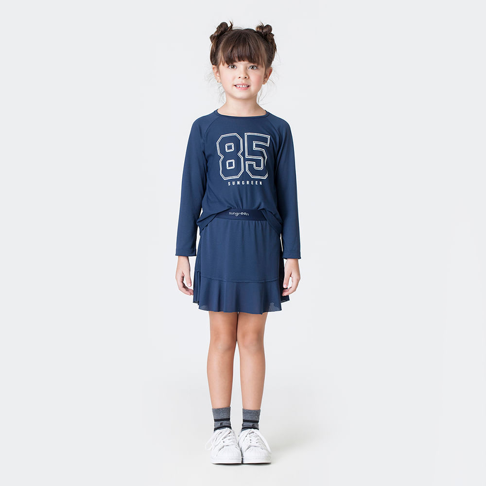 Camiseta Infantil Menina Sungreen Sport Manga Longa Azul