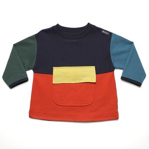 Blusa Toddler Menino Green Color Block Azul em Moletinho 100% Algodão