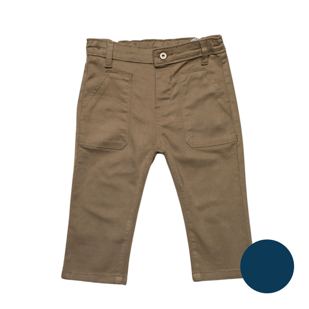 Calça Toddler Menino Green Conforto Azul Sarja 100% Algodão