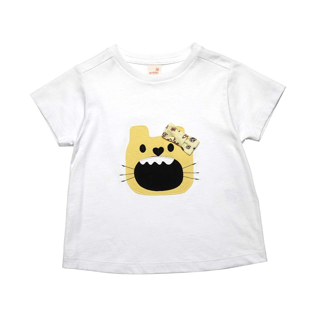 Camiseta Toddler Menina Tigrinho Branca Manga Curta
