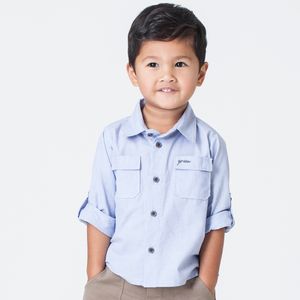 Camisa Toddler Menino Green Line Azul Tricoline 100% Algodão