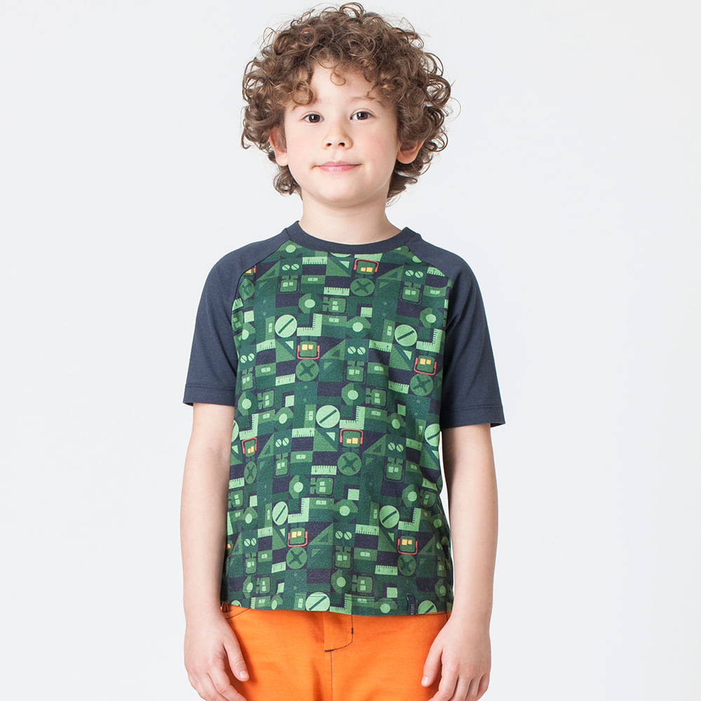 Camiseta Infantil Tetris Verde