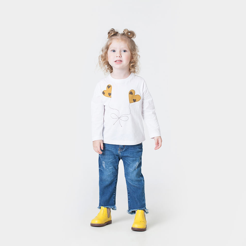 Camiseta Toddler Menina Hearts Amarela