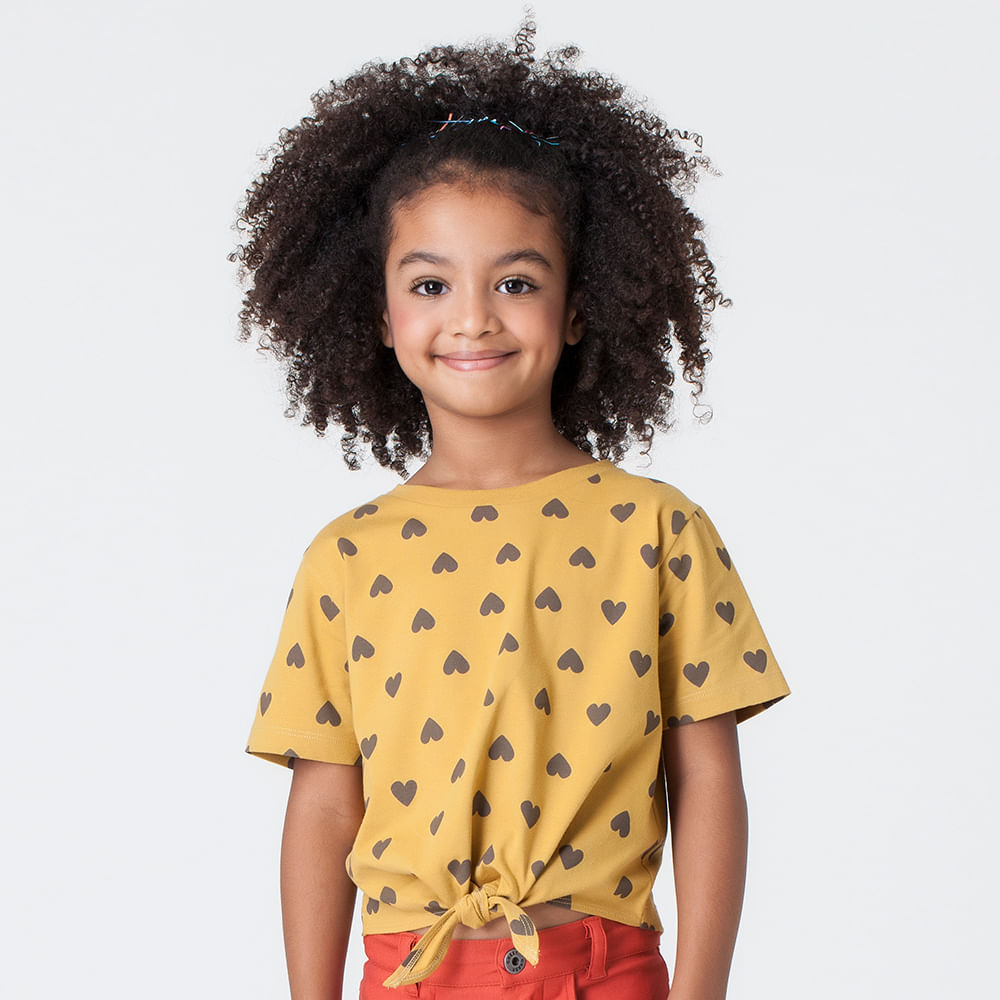 Camiseta Infantil Menina Sweet Heart Amarela