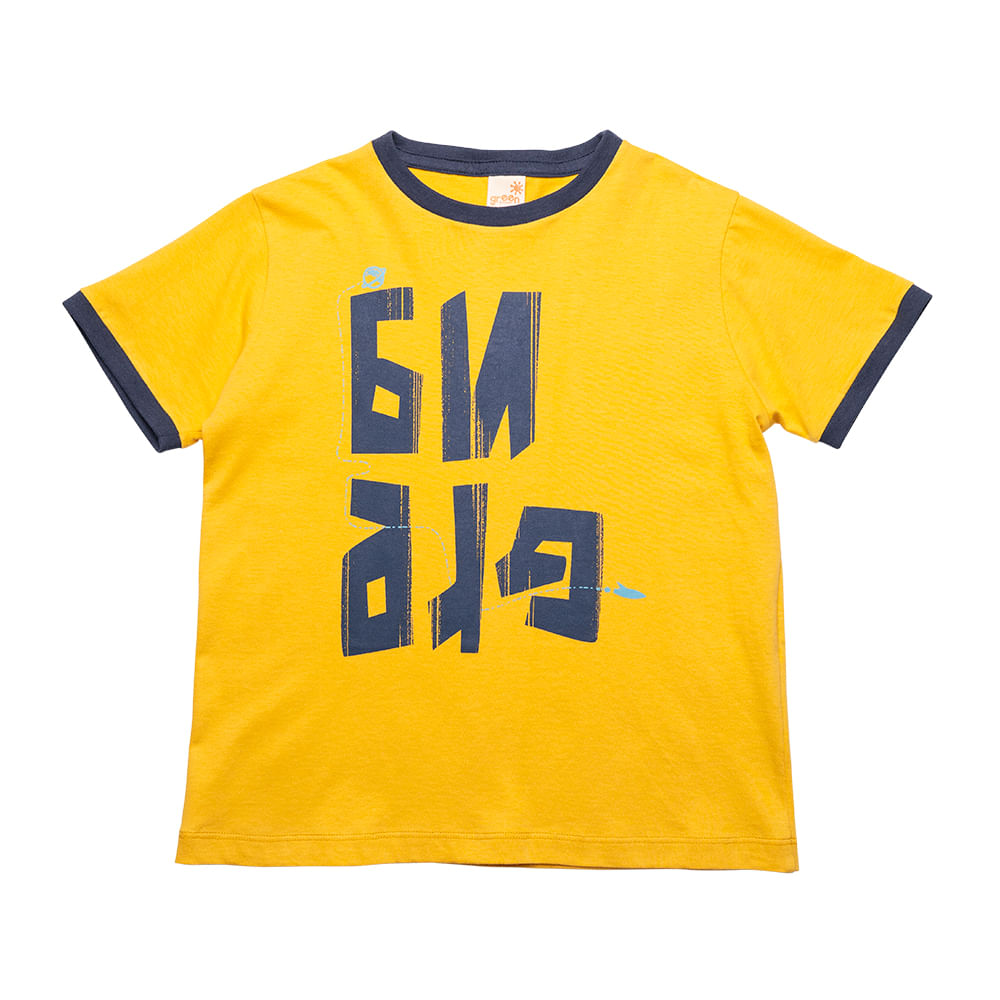 Camiseta Infantil Menino Spaceship Amarelo