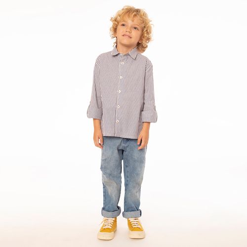 Camisa Infantil Menino Listrada Mix Azul