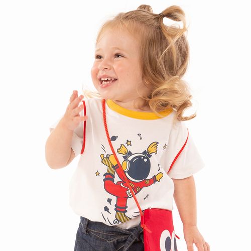 Camiseta Toddler Menina Space Skater Branca
