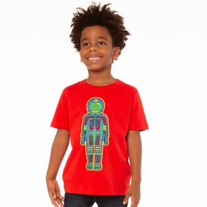 Camiseta Infantil Menino Astro Robot Vermelho