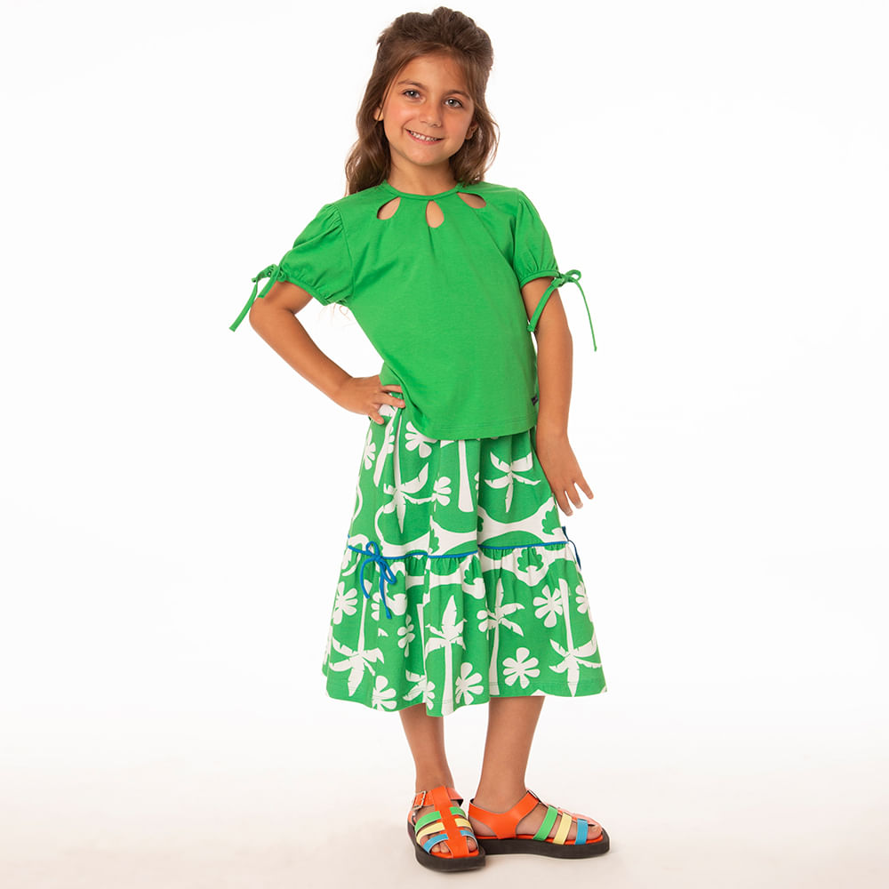 Blusa Infantil Menina Gotas Gal cteas Verde Loja Green