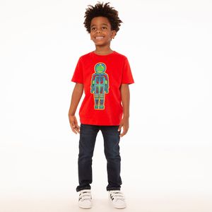 Camiseta Infantil Menino Astro Robot Vermelho