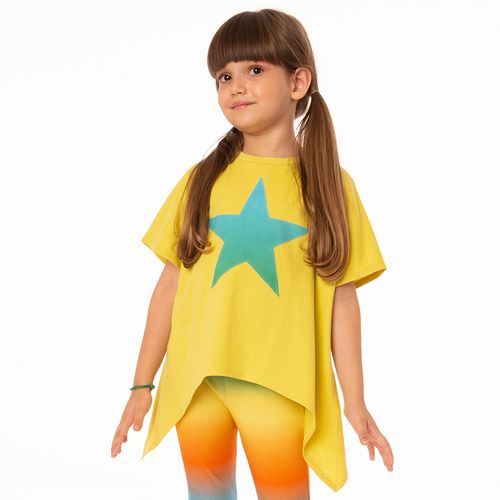 Camiseta Infantil Menina Super Star Amarela
