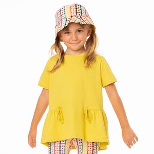 Camiseta Infantil Menina Lunar Amarelo