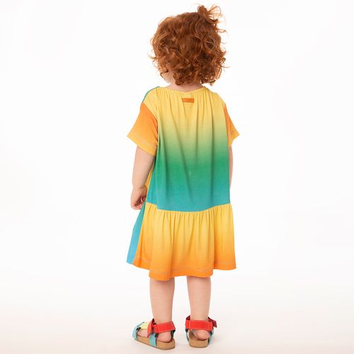 Vestido Toddler Menina Galaxy Rainbow Colorido