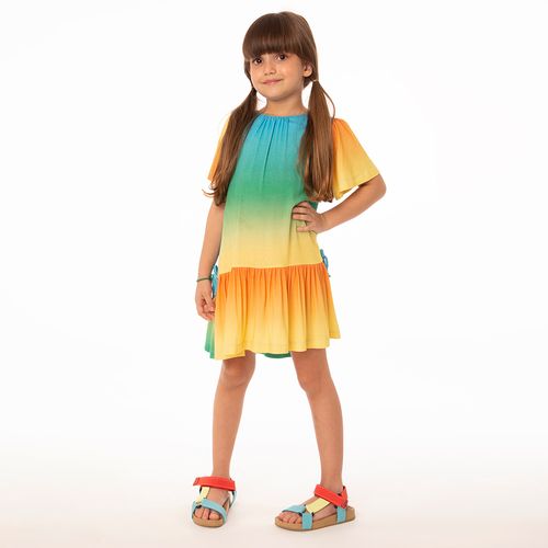 Vestido Infantil Menina Glaxy Rainbow Colorido