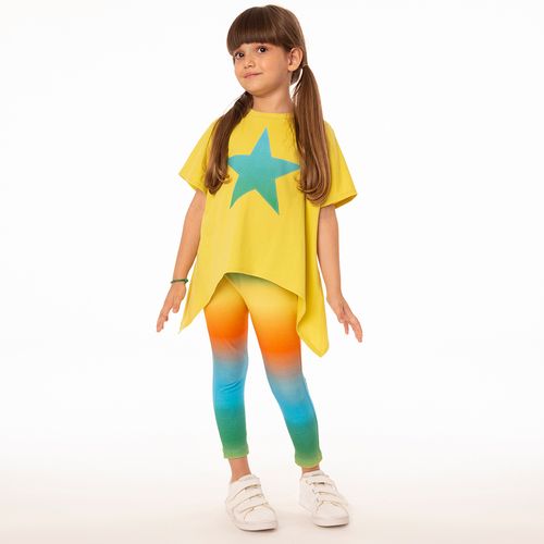 Camiseta Infantil Menina Super Star Amarela