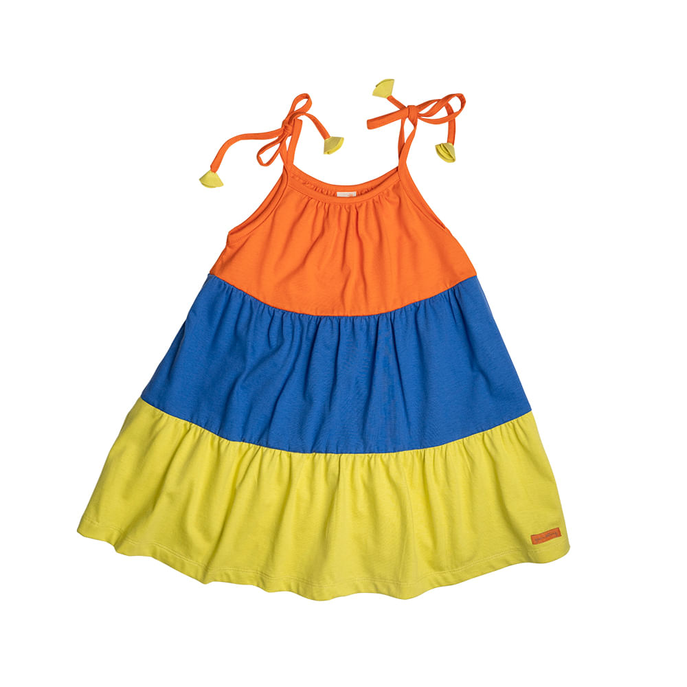 Vestido Toddler Menina Multicolor Laranja