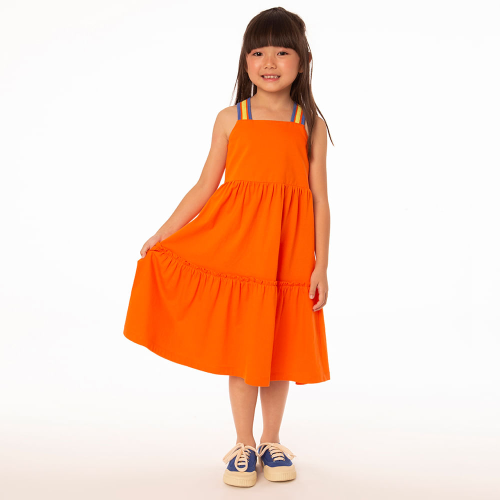 Vestido Infantil Menina Summer Vibes Laranja