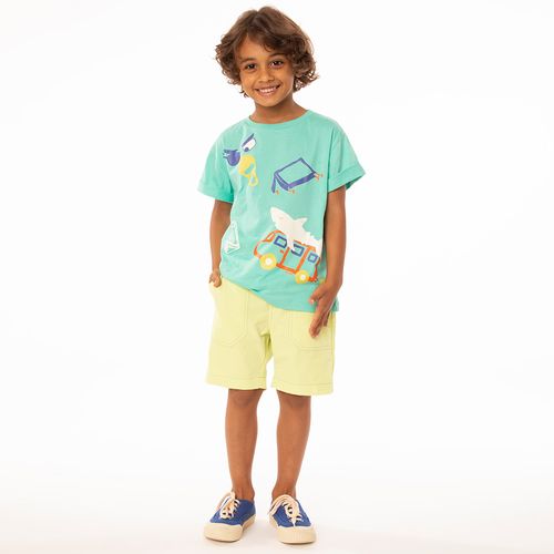 Camiseta Infantil Menino Camping Azul Claro