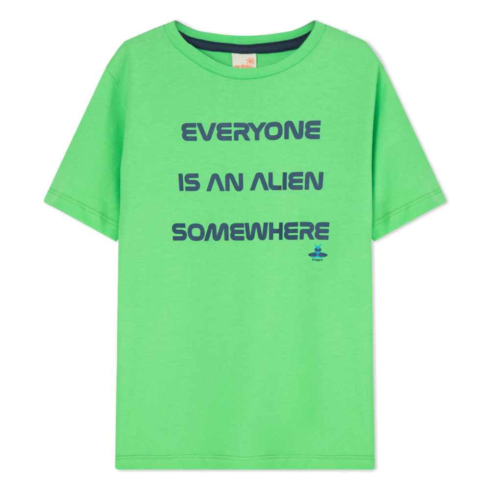 Camiseta Infantil Menino Green Alien Verde