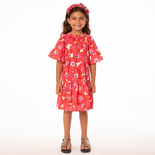 Vestido Infantil Menina Poppy Flower Vermelho