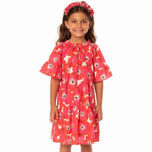 Vestido Infantil Menina Poppy Flower Vermelho