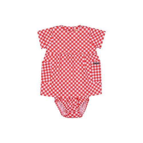 Vestido Bebê Menina Grid Vermelho
