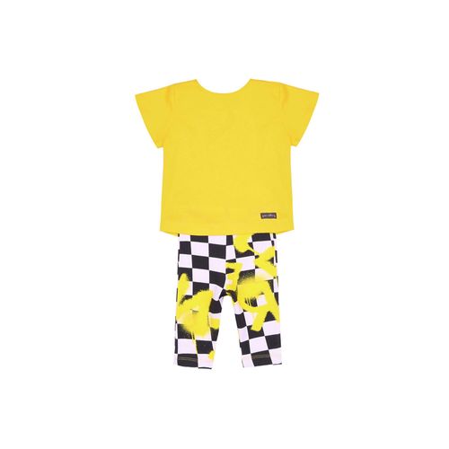 Conjunto Bebê Menina Grid Amarelo