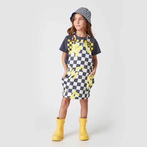 Vestido Infantil Menina Jardineira Greeners Chumbo