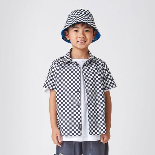 Camisa Infantil Menino Mini Grid Chumbo