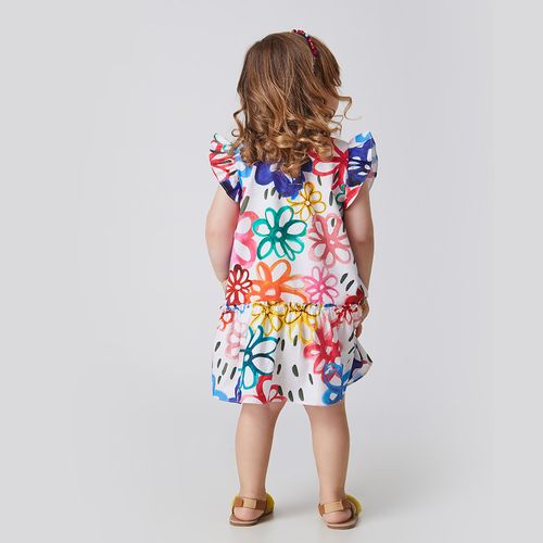 Vestido Toddler Menina Art Flower Colorido