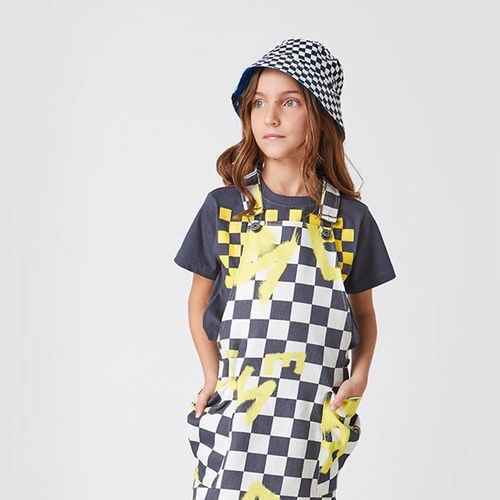 Vestido Infantil Menina Jardineira Greeners Chumbo