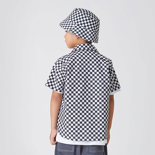 Camisa Infantil Menino Mini Grid Chumbo