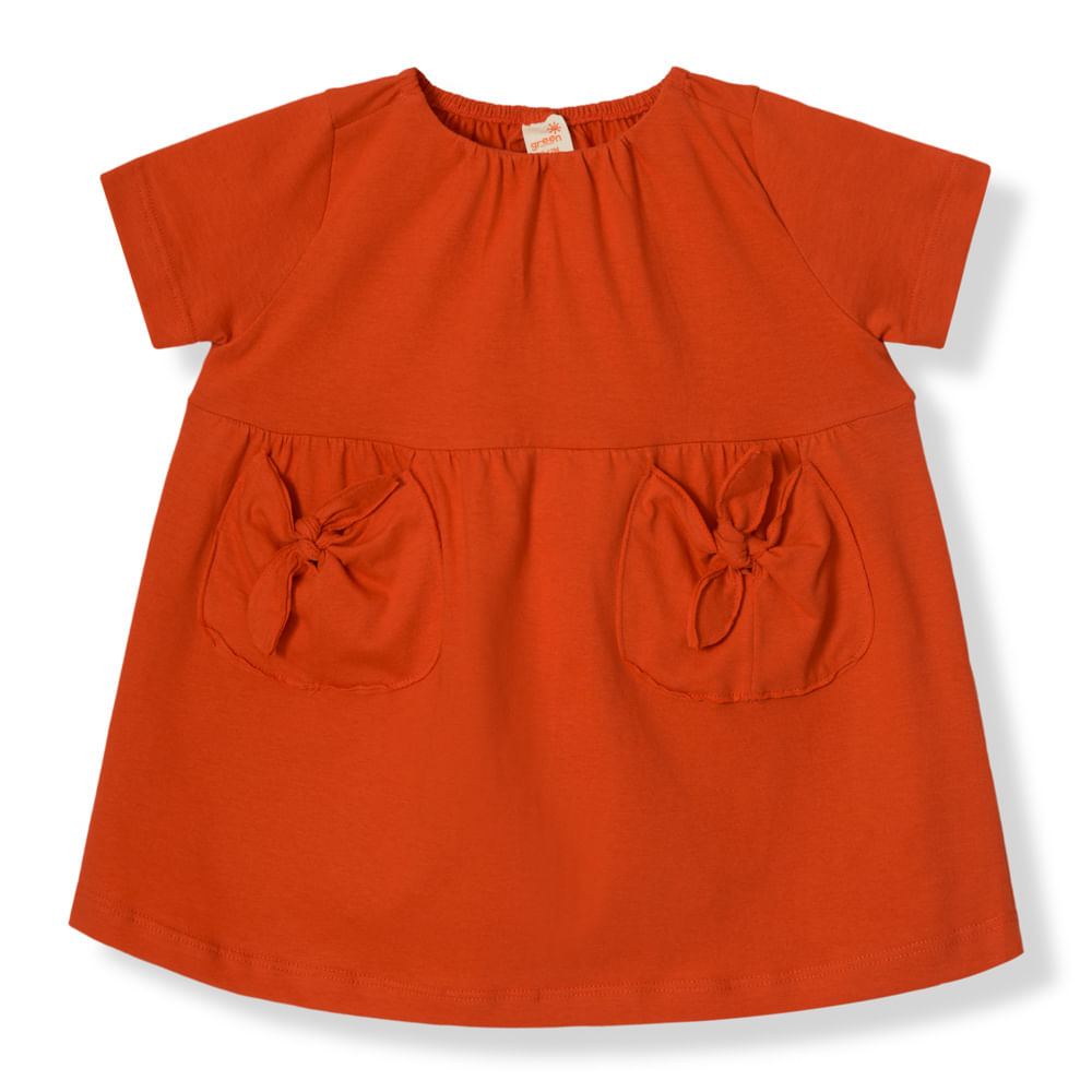 Vestido Bebê Menina Viver a Vida Laranja