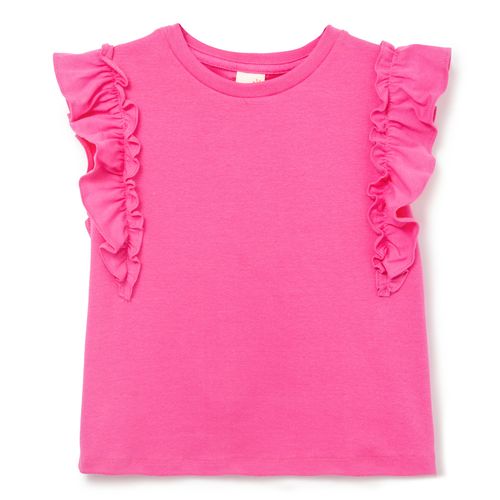 Blusa Infantil Rib Babados Rosa