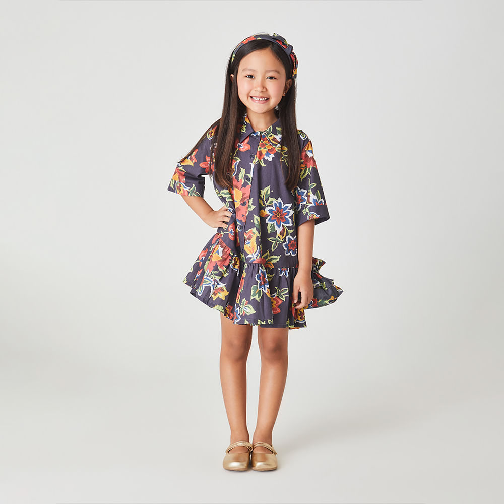 Vestido Infantil Energy Flower Azul