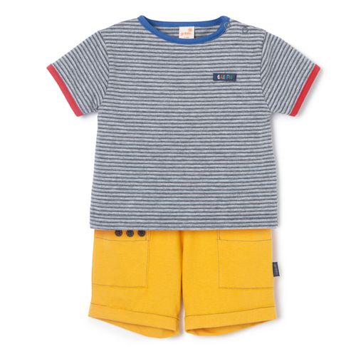 Conjunto Bebê Listrado Cinza