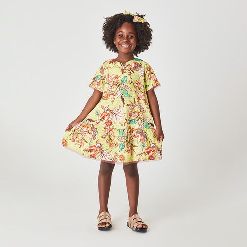 Vestido Infantil Celebrar Amarelo
