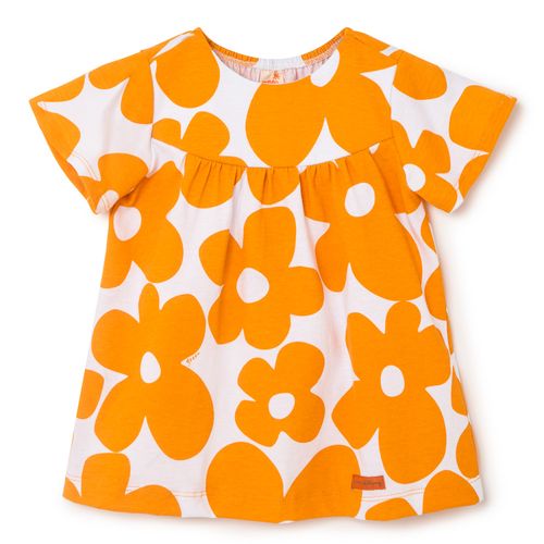 Vestido Bebê  Maxi  Flower Laranja
