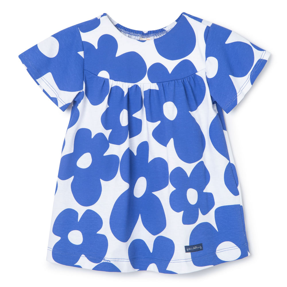 Vestido Bebê  Maxi  Flower Azul