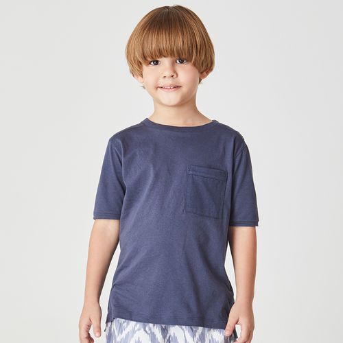 Camiseta Infantil Pocket Azul