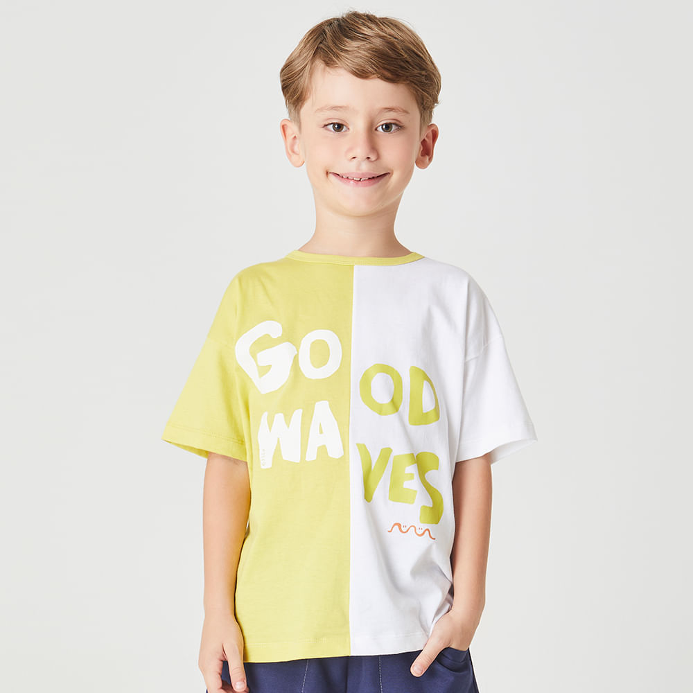 Camiseta Infantil Good Waves Amarela
