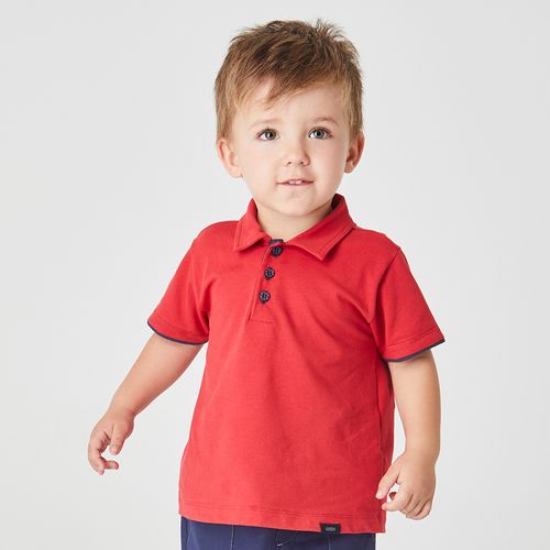 Polo Toddler Piquet Vermelha
