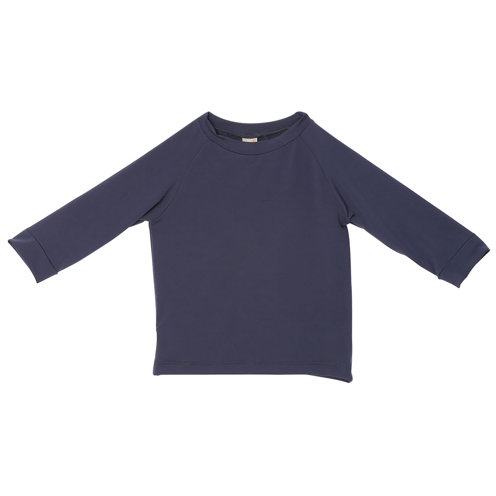 Raglan Bebê Praia UV Manga Longa Azul Escuro